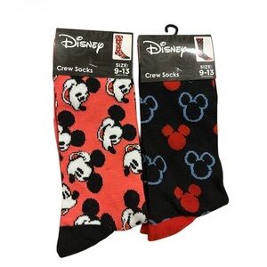Disney Men's Crew Socks - Red & Black Mickey Mouse Pattern